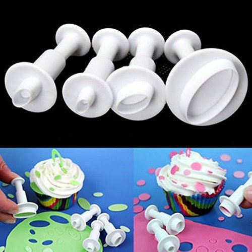 SHINA 4PCS Oval Fondant Cutter Set Plunger Cake Mold Mould Tool Decorating