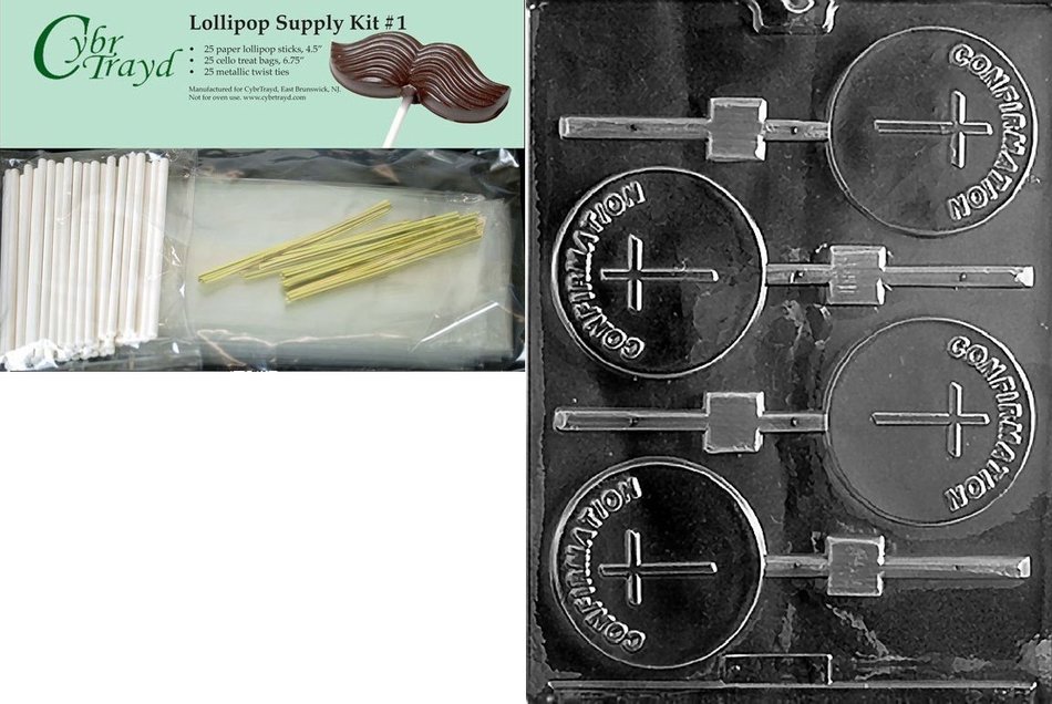 Cybrtrayd R027 Confirmation Lolly Chocolate Candy Mold with Exclusive Cybrtrayd Copyrighted Chocolate Molding... N9