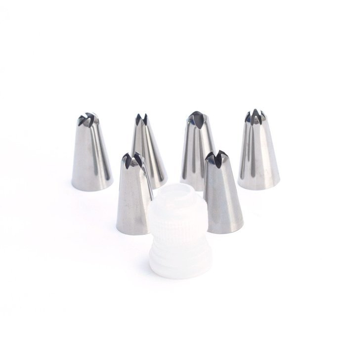 Misula 8 Pcs Cake Decorating Set, Silicone Icing Piping Cream Pastry Bag + 6 Pcs Stainless Steel Nozzle Tips Set... N4