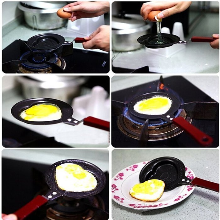 Sweet Heart Mini Poached Egg Pan Nonstick Cast Iron Skillet/Best Gift(4.7*5.5'') N2
