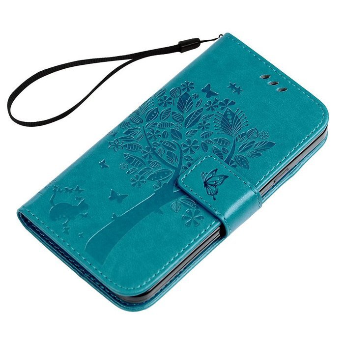 S5 Case,Samsung Galaxy S5 Case (i9600) - Wallet Embossed Flower Tree PU Leather Soft TPU Inner Cover with Magnetic... N17