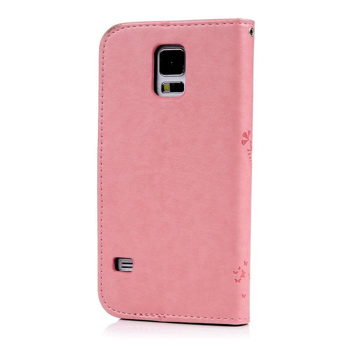 S5 Case,Samsung Galaxy S5 Case (i9600) - Wallet Embossed Flower Tree PU Leather Soft TPU Inner Cover with Magnetic... N22