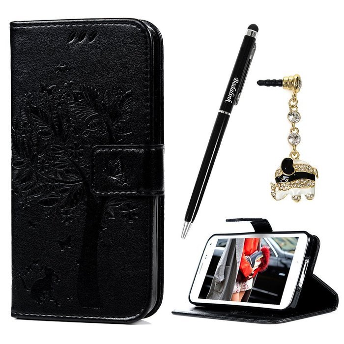 S5 Case,Samsung Galaxy S5 Case (i9600) - Wallet Embossed Flower Tree PU Leather Soft TPU Inner Cover with Magnetic... N26