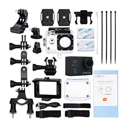 SOOCOO C50 4K HD 2 inch LCD Screen 12MP WiFi Sport Action Camera Camcorder with Waterproof Case, 170 Degrees Wide... N15