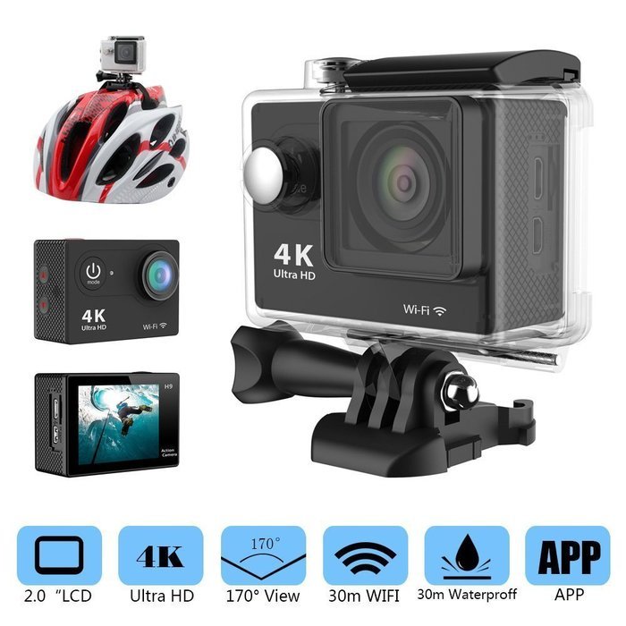 SPORER@ H9 2.0 Inch Lcd 170 degree 6G Ultra-wide Angle Lens 4K Ultra HD Waterproof Sports Helmet Camera,Wifi Remote... N20