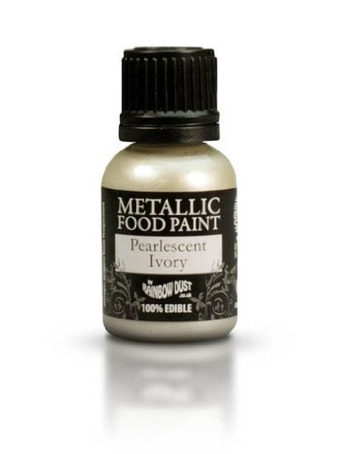 Ready-to-use Metallic Pearlescent Ivory 100% Edible Food Paint for Cake and Icing Decoration