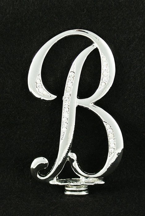Silver Rhinestone Monogram Wedding Cake Topper Top Letter Initial "B" N2
