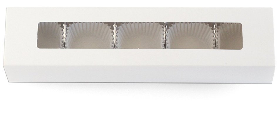Truffle Gift Boxes, Set of 10, 5-piece Window Slider Chocolate Boxes, Deluxe Kit, White