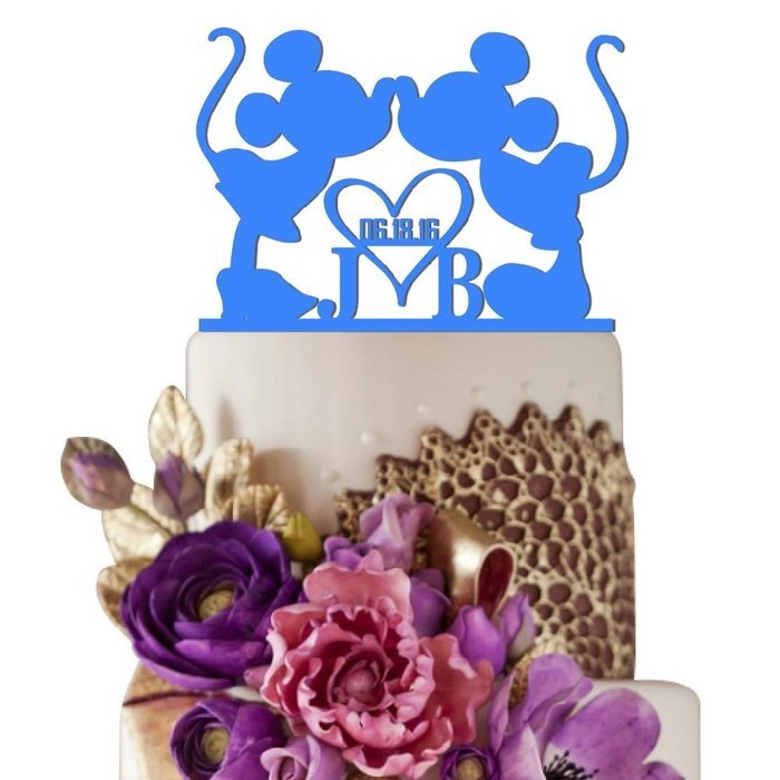 Sugar Yeti Made In USA Personalized Wedding Cake Topper Minnie Heart Mickey Initials With Date #25 Black N3