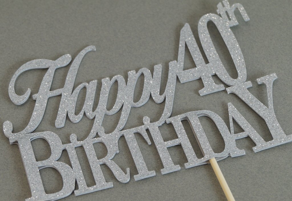 Silver Happy 40th Birthday Cake Topper N2 Free Image Download