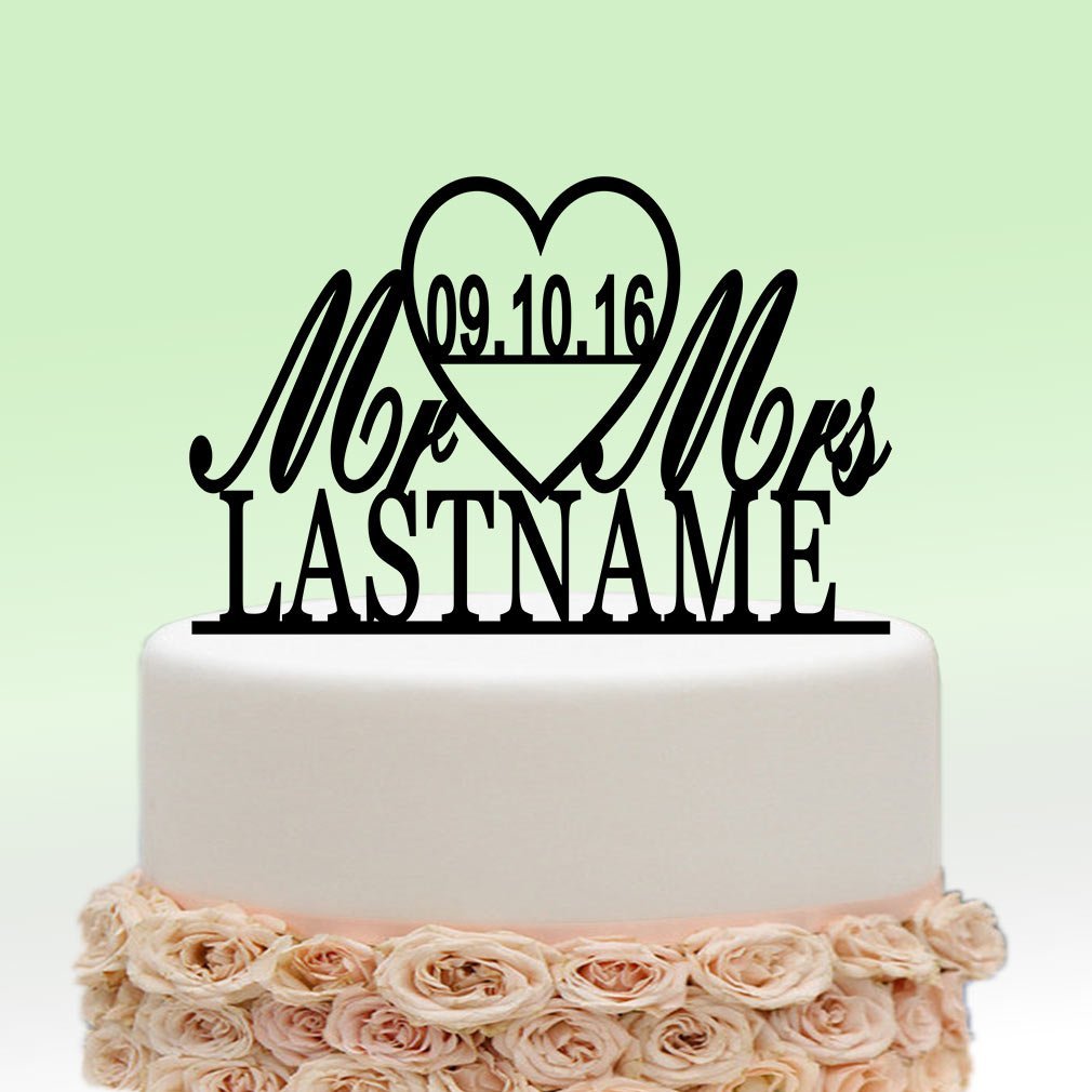 Ivisi Personalized Wedding Cake Topper Custom Initial Name Decoration Anniversary Gift Design 10 N7 Free Image