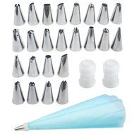Sorbus Cake Decorating Set&mdash;Includes 24 Stainless Steel Tips, Silicone Reusable Piping pastry bag, 2 Reusable Couplers... N8