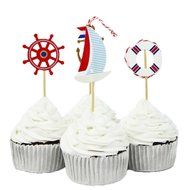 BETOP HOUSE Set of 24 Pieces Sailor Themed Cupcake Topper Picks for Baby Shower Birthday Party