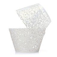 PONATIA 50 Vine Filigree Lace Cupcake Wrapper Wraps Liner Wedding Party Cake Decoartion (Pink) N21