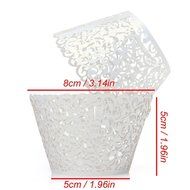 PONATIA 50 Vine Filigree Lace Cupcake Wrapper Wraps Liner Wedding Party Cake Decoartion (Pink) N22