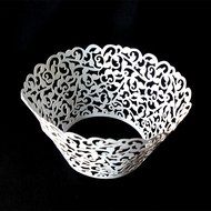 PONATIA 50 Vine Filigree Lace Cupcake Wrapper Wraps Liner Wedding Party Cake Decoartion (Pink) N24