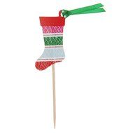 Pack of 24 Christmas Cake Toppers Picks Santa Claus Tree Deer Sock Home Party Decor N8