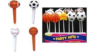 Oasis Supply 12 Count Sports Balls Cupcake Cake Decorating Picks and Candles Assortment