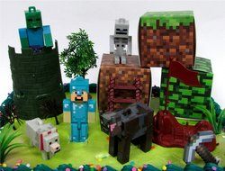 MINECRAFT 14 Piece Birthday CAKE Topper Set Featuring Random Minecraft Figures and Decorative Themed Accessories... N5