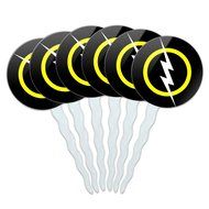 Set of 6 Cupcake Picks Toppers Decoration Symbols - Dollar Sign Gold and Black N27