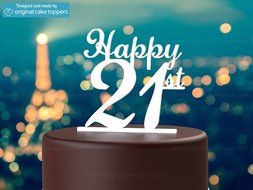 Original Cake Toppers Happy 21st - White