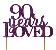 All About Details Purple 90-Years-Loved Cake Topper