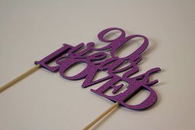 All About Details Purple 90-Years-Loved Cake Topper N2