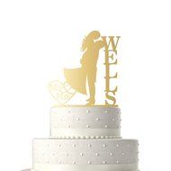 Sugar Yeti Made In USA Personalized Wedding Cake Topper Love Groom Kissing Bride #15 Gold Mirror N7