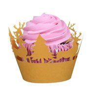 Oksale 24Pcs Christmas Hollow Lace Cup Muffin Holder Cake Paper Case Wraps Cupcake Wrapper for Wedding Birthday... N17