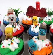 MINECRAFT 24 Piece Birthday CUPCAKE Topper Set Featuring Mini Minecraft Figures and Decorative Themed Accessories... N4