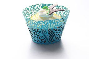 Kuke 24 pcs Seabed Leaf Laser Cut Cupcake Wrappers Cupcake Liners Muffin Container for Baby Shower Baby Birthday... N10