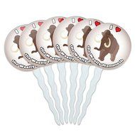 Set of 6 Cupcake Picks Toppers Decoration I Love Heart - Sloths N31