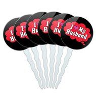 Set of 6 Cupcake Picks Toppers Decoration I Love Heart - Sloths N32