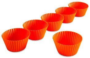 Silicone Baking Cups, - 6 Pack Orange - Cupcake Liners, Muffin Cups - Non-Stick, Heat Resistant Mini Baking Molds...