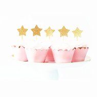 Pack of 20 Glitter Paper Star Cake Topper Birthday Kids Baby Shower Cake Decor N2