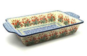 Polish Pottery Baker - Rectangular Brownie Pan - Crimson Bells