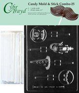 Cybrtrayd 45St25-K114 Harry The Wizard Assorted Lolly Chocolate Candy Mold with 25 Cybrtrayd 4.5" Lollipop Sticks