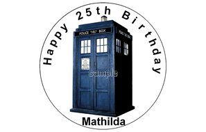 TARDIS Doctor Who Edible Image Cake topper Birthday Decoration sugar sheet Dr. Who police box party N3