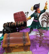 12 Piece PIRATE Yo Ho Yo Ho Birthday Cake Topper Set Featuring Random Pirate Figures and Decorative Themed Accessories N5