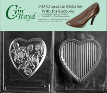 Cybrtrayd V067BC Chocolate Candy Mold, Includes 3D Chocolate Molds Instructions and 2-Mold Kit, Large Pour Box...