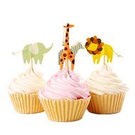 Tonnier - &hearts; Lovely Animals Series &hearts; - Zoo Set of 24 Pieces - Cake and Cupcake Toppers, Decoration N8