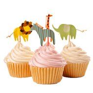 Tonnier - &hearts; Lovely Animals Series &hearts; - Zoo Set of 24 Pieces - Cake and Cupcake Toppers, Decoration N9