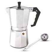 Hmlai Hot Sale 240 ML Aluminum Moka Express Made in Italy 6 Cup Stovetop Espresso Maker + One Coffee Spoon (stainess... N24