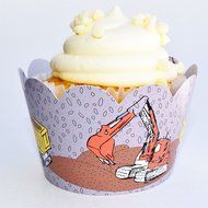 Construction Theme Cupcake Wrappers, Dump Truck Design, Confetti Couture Party Supplies, 36 Wraps N8