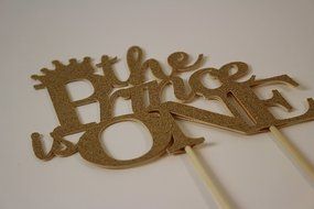 All About Details Gold The Prince is One Cake Topper