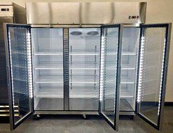 78 Inch Stainless Steel Freezer 3 Locking Glass Doors Reach in Merchandiser Commercial Grade Restaurant 70 Cu...
