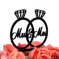 LOVENJOY Gift Box Pack Mrs and Mrs in Diamond Rings Same Sex Monogram Wedding Engagement Cake Topper (5.3-inch... N10