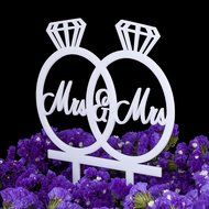 LOVENJOY Gift Box Pack Mrs and Mrs in Diamond Rings Same Sex Monogram Wedding Engagement Cake Topper (5.3-inch... N11
