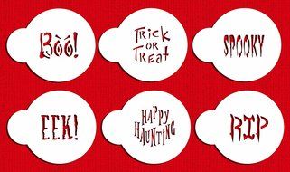 Designer Stencils C574 Small Halloween Cookie Stencil Sayings, Beige/semi-transparent N2