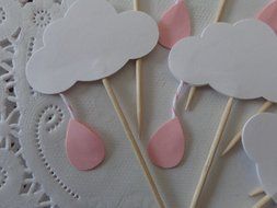 Cloud and Raindrop Cupcake Toppers - Baby Shower Food Picks - Baby Girl Shower Party Picks - Appetizer Picks -... N3